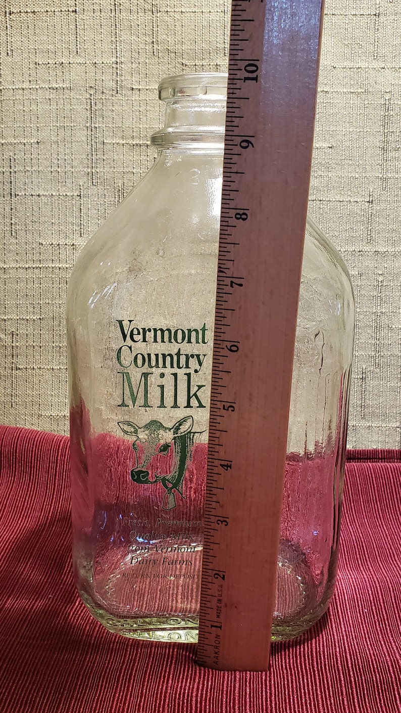 Vintage Vermont Country Milk Clear Half Gallon Glass Bottle Etsy