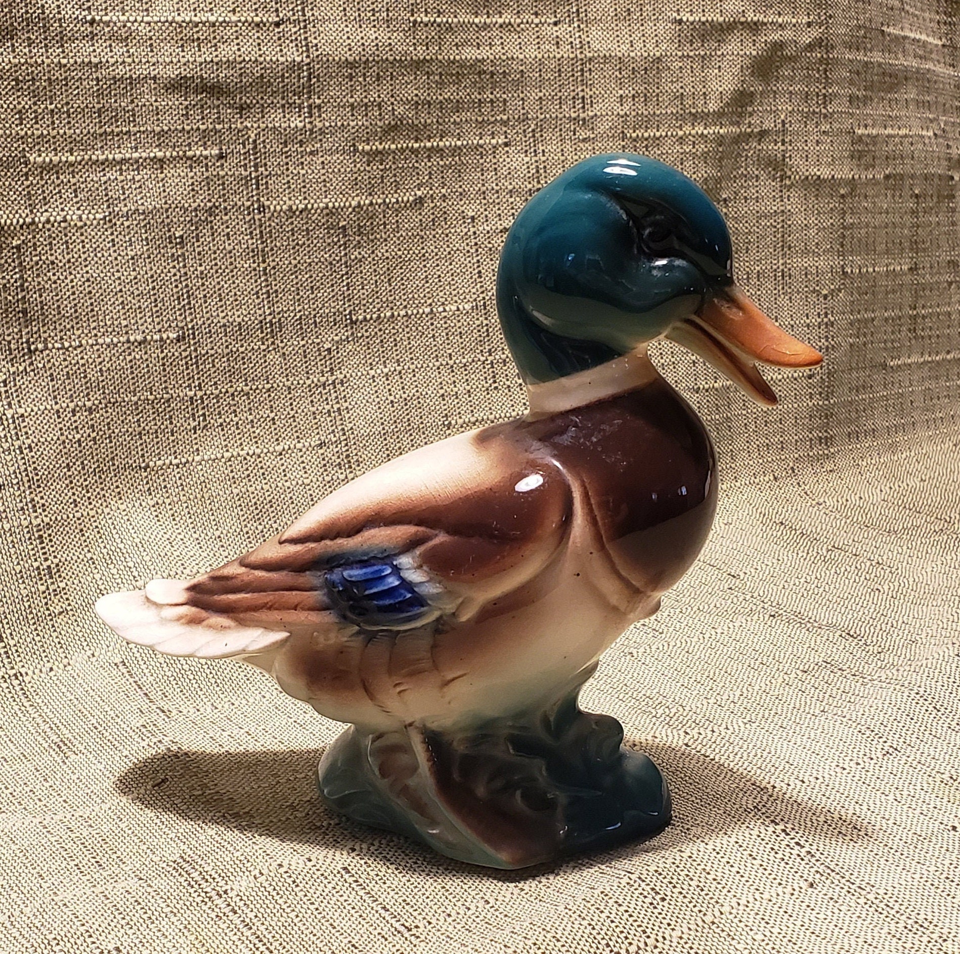 Vintage Unsigned Standing Porcelain Mallard Duck Figurine With Etsy
