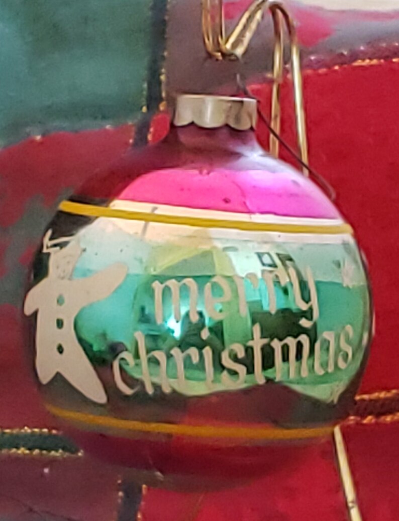 Five Vintage Breakable Ornaments With Decals in Green Blue Etsy