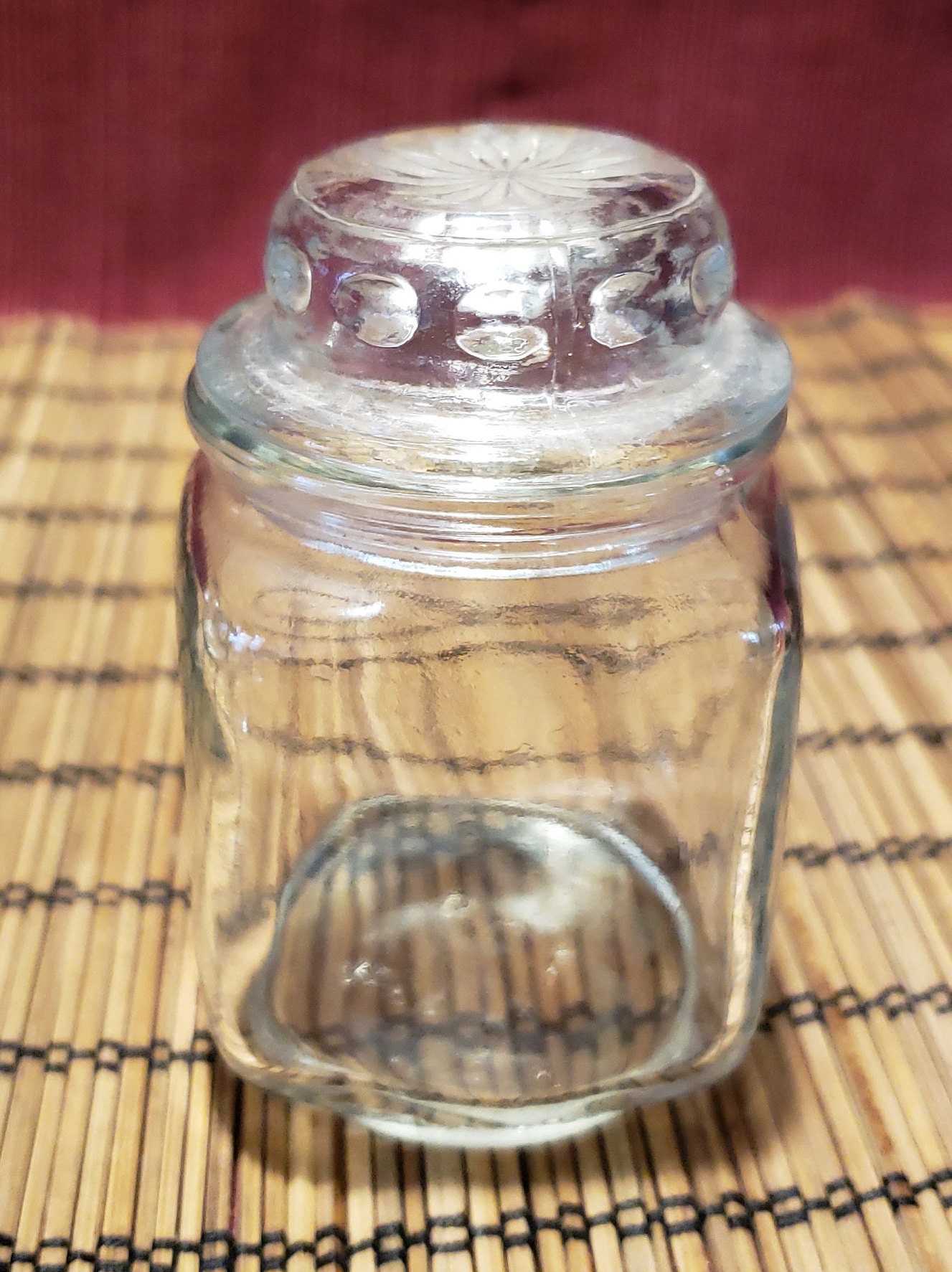 Vintage Trio Of Lidded Glass Jars With Textures And/Or Etsy