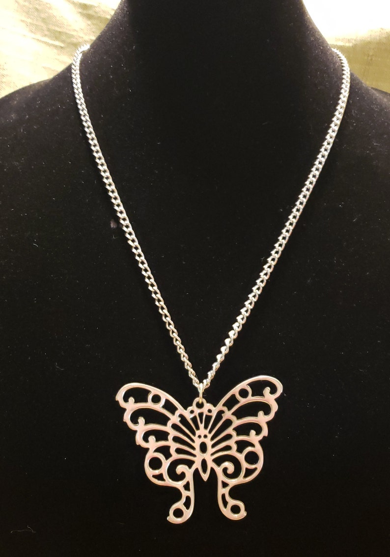 Vintage Reed and Barton Pewter Filigree Butterfly Necklace - Etsy