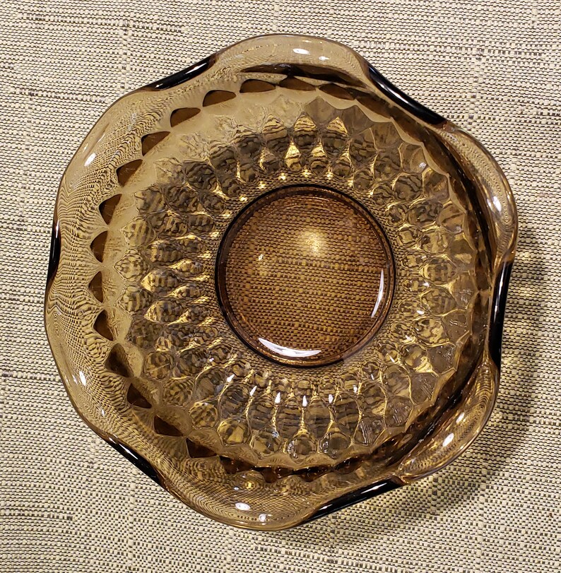 Vintage Decorative Smoky Colored Glass Candy Bowl With Ruffled Etsy