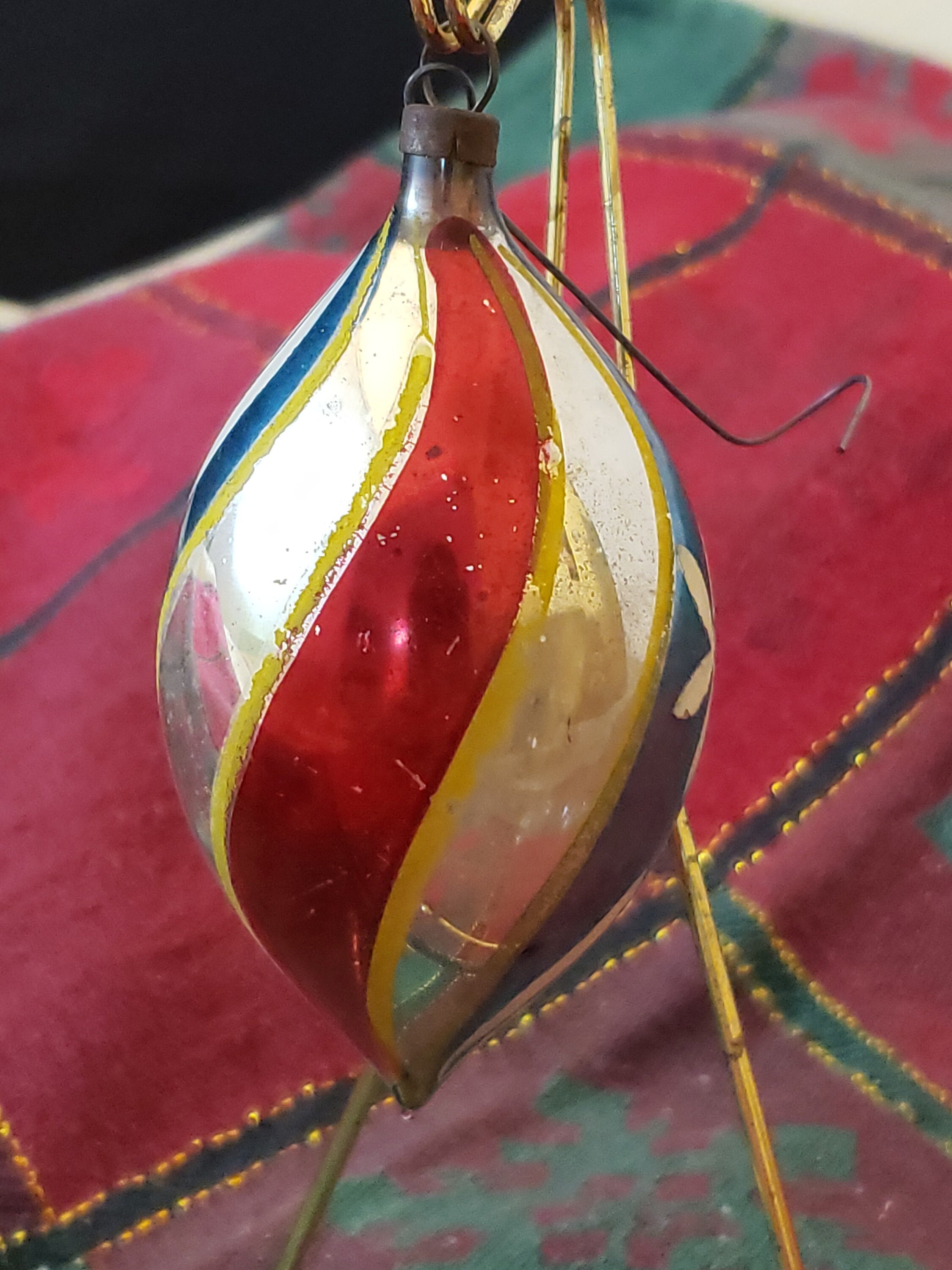 Pair of Vintage Breakable Ornaments Vertical Stripes Red and Etsy