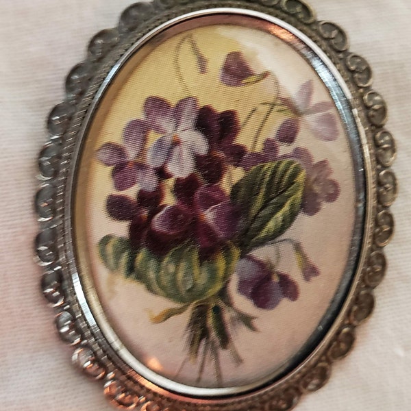 Vintage Thomas L Mott Pansies Brooch TLM Made in England Collectible Jewelry Decorative Pin