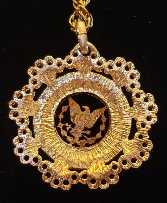 Vintage American Eagle Pendant Royal Gems Necklac… - image 4