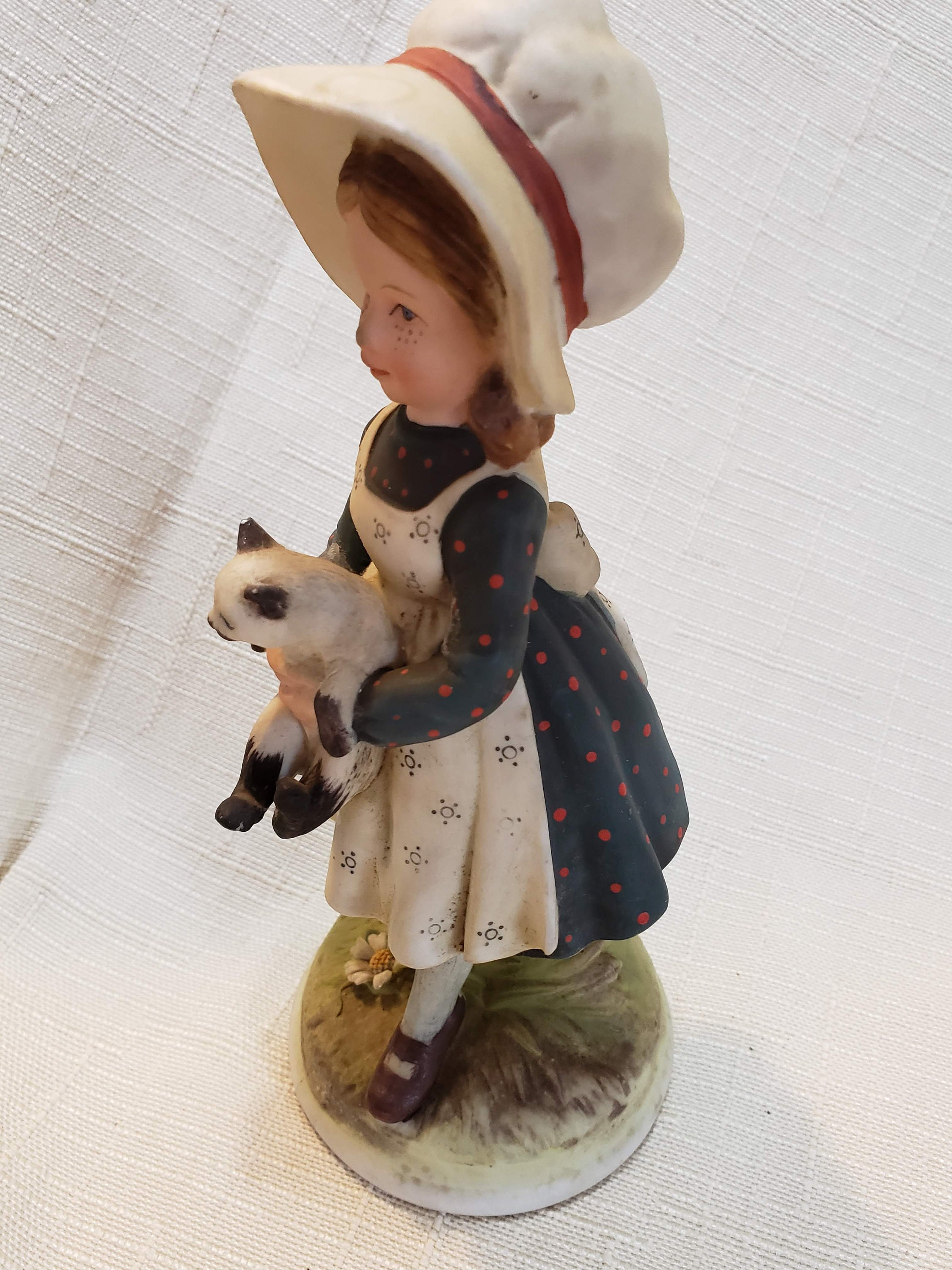 Vintage Holly Hobbie Creation Figurine Girl Holding Cat World Etsy