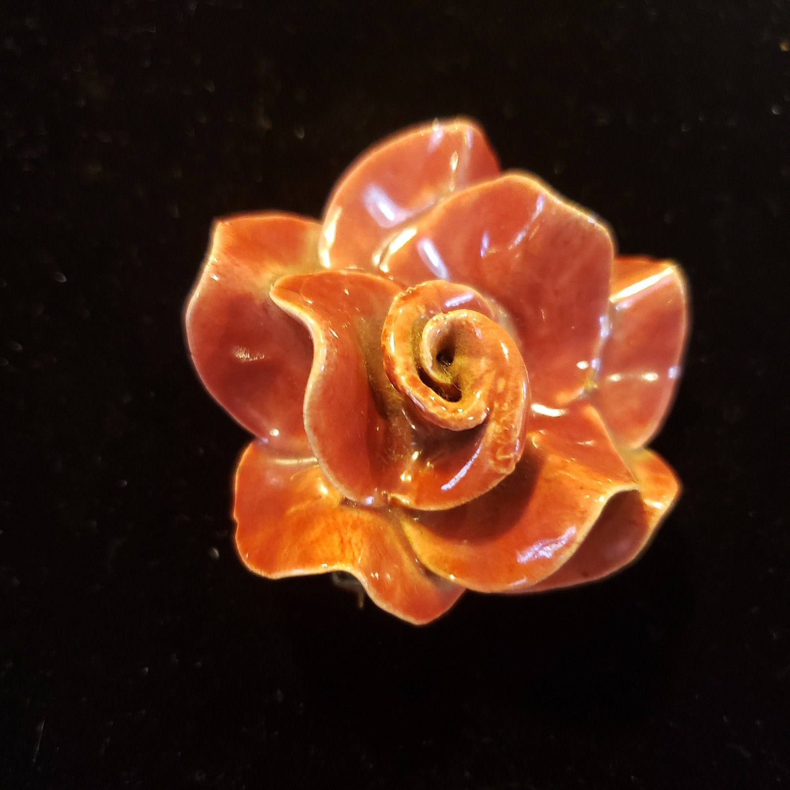 Vintage Unsigned Ceramic Rose Flower Brooch Pin Featuring Etsy