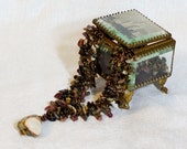 Bronze, bruns, verts de couleurs sombres Pierre mix, collier fait main d'unique original « An Autumn » de perles de rocaille, mélange de Pierre et de jasper