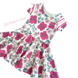Girls Spring Floral Twirly Dress, Baby Dresses, Pink Dress for Toddler Girl Valentine Dress