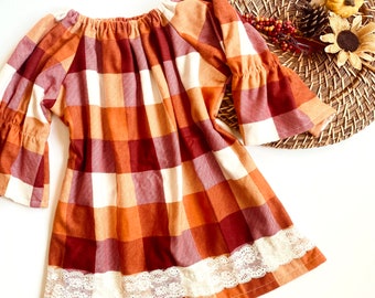 Robe de flanelle à carreaux d'automne, robe de bébé d'automne, robe d'automne de flanelle, tenue de plaid, vêtements d'automne de filles d'enfant en bas âge, robes chaudes d'hiver, cadeau de bébé