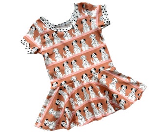 Girls Dalmatian Puppy Love Peplum Top, Dog Lover Shirt, Toddler Puppy Shirt, Girls Puppy Party Outfit