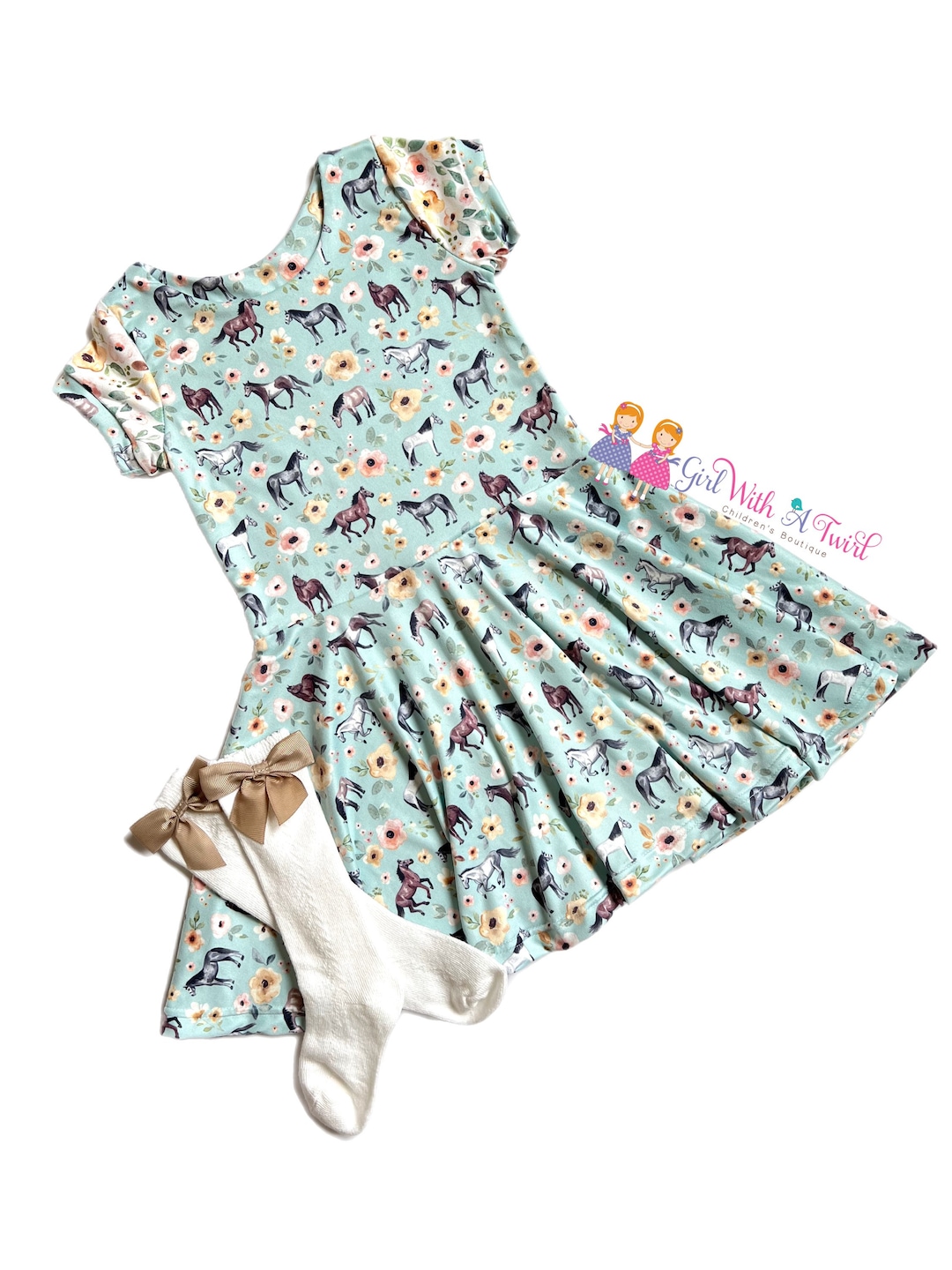 Toddler Embroidered Horse Sweet Colorful Dress