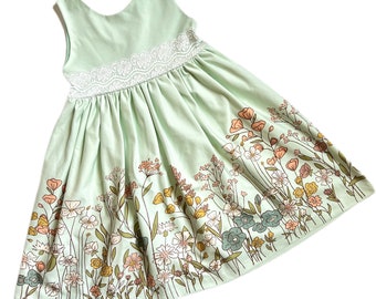 Frühlings-Twil-Kleid für Mädchen, Spitzenkleid, schickes Frühlingskleid, Kleinkind-Outfit, Twirl-Kleid, Baby-Blumen-Mädchen-Kleid
