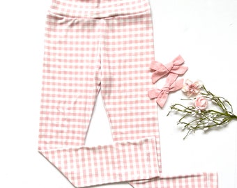 Girls Spring Leggings, Pink Gingham Soft Leggings, Baby Girl Leggings, Toddler Girl Clothes, Kids Leggings, Toddler Spring Outfits