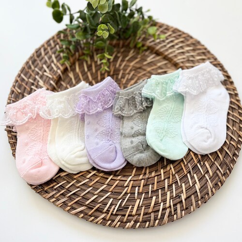 Pastel Lace Baby Girl Ruffle Socks Etsy