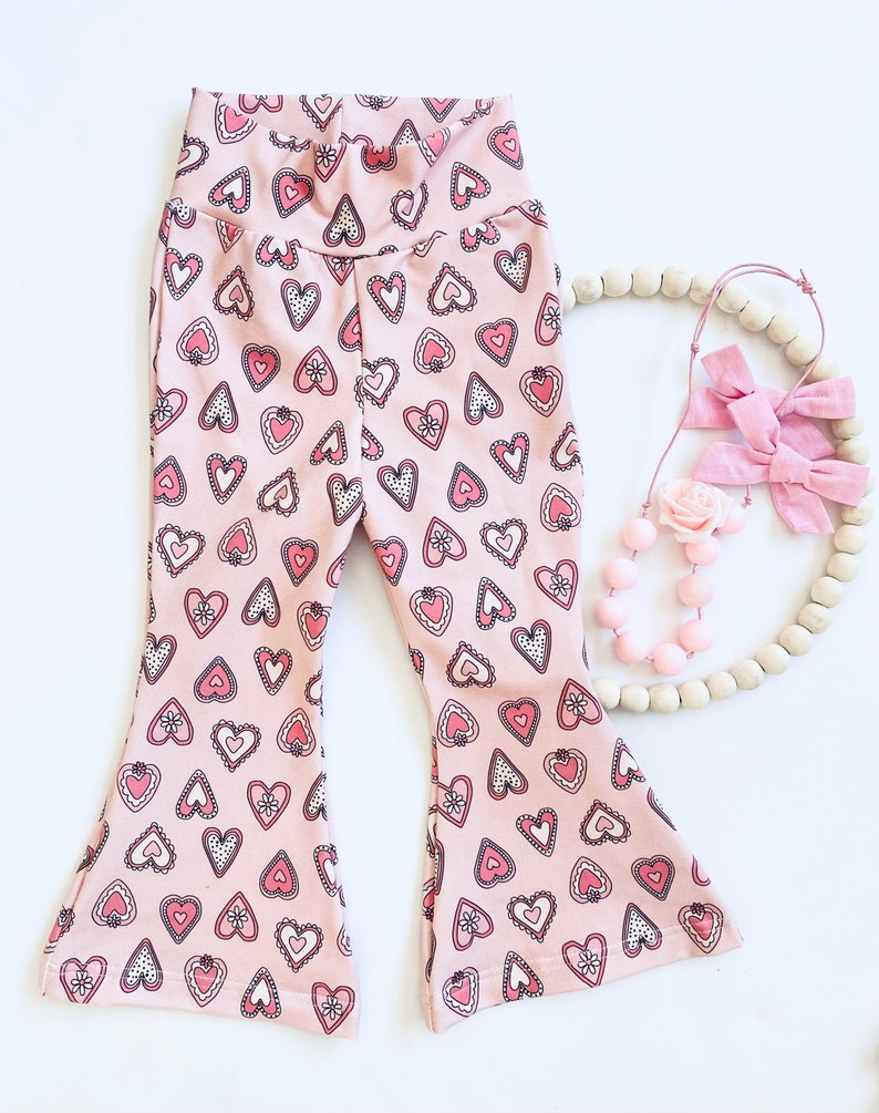 Toddler Bell Bottoms Pink Heart Bell Bottoms Girls Spring Etsy UK