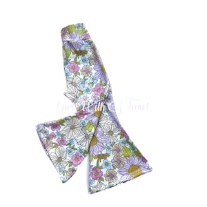 Girls Bell Bottom Pants, Retro Floral Bells, Hippie Baby Bell Bottoms, Flare Leg Pants for Toddlers, Babies, and Big Kids