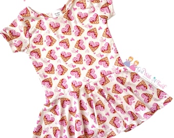 Péplum pour tout-petits, Top Pink Hearts, Imprimé gaufres givrées, Vêtements de printemps pour filles