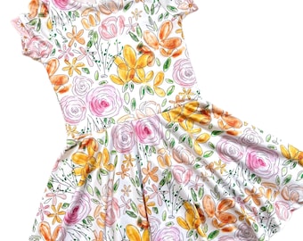 Baby-Sommerkleid, Blumen-Twirl-Kleid, Kleinkind-Mädchen-Outfits, süßes Babykleid, Frühlingsoutfit, Sommer-Sonnenkleid, Baby-Mädchen-Kleidung