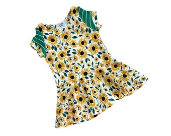 Sunflower Peplum Top, Girls Sunflower Outfit, Toddler Shirts, First Day of School Tops