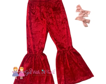 Baby and Toddler Red Velvet Bell Bottom Pants