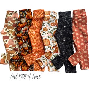 Fall Leggings For Baby, Toddler, and Girls Sizes NB-14, Pumpkin Leggings, Pumpkin Patch Outfit, Pink Pumpkin Leggings, Baby Shower Gift