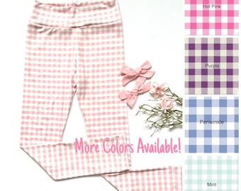 Girls Spring Leggings, Pink Gingham Soft Leggings, Baby Girl Leggings, Toddler Girl Clothes, Kids Leggings, Toddler Spring Outfits
