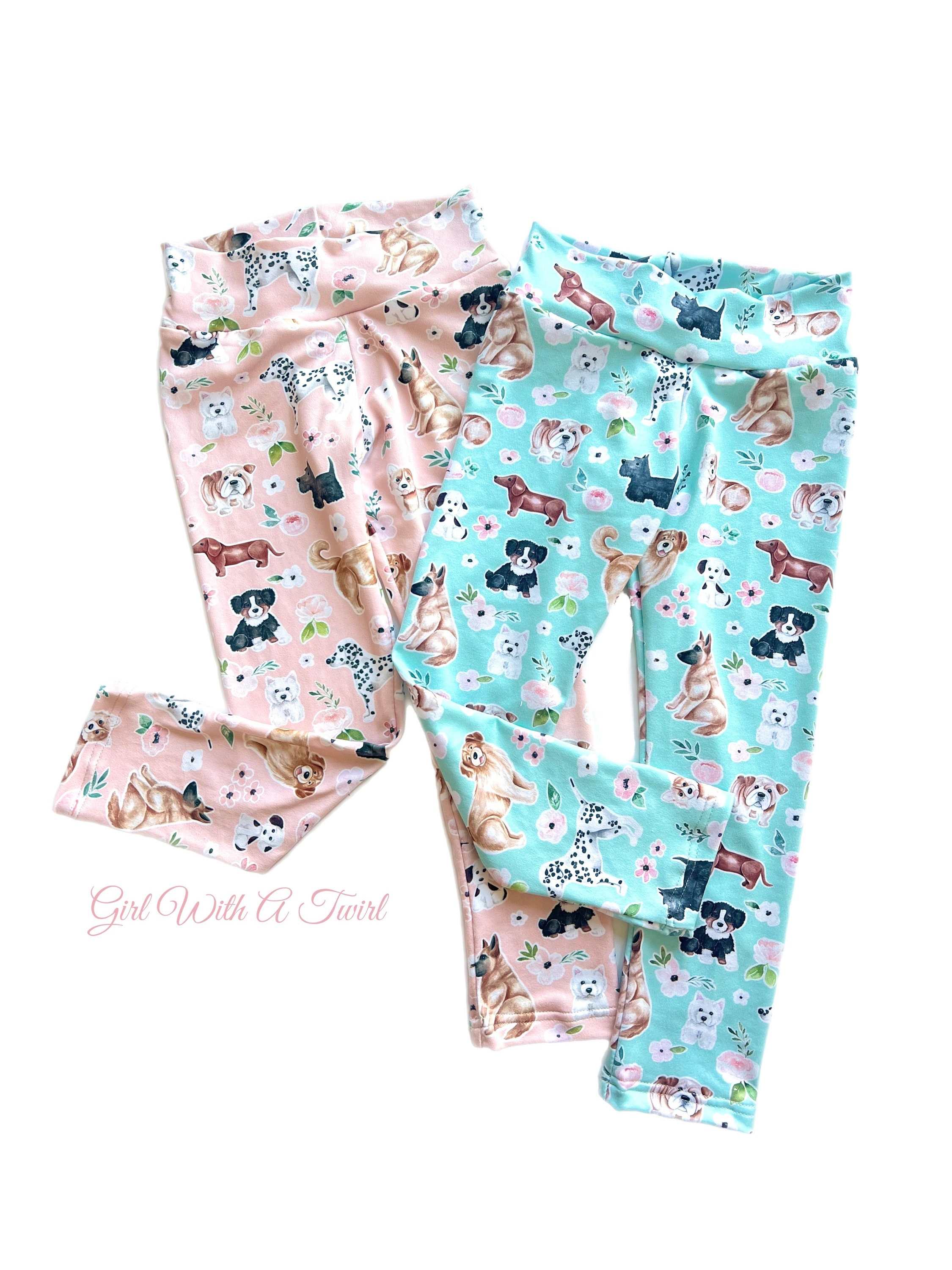 Baby And Toddler Girl Puppy Dog Leggings, Puppy Pawty outfit, Dog Leggings for Girls, Puppy Pants