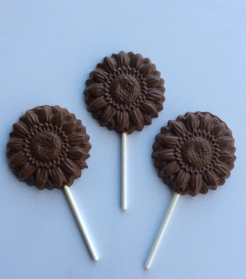 12 Sunflower Chocolate Pops Sunflower Favors Chocolate | Etsy