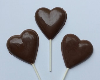 12 Chocolate heart pops chocolate heart favors chocolate heart lollipop Valentine’s gift