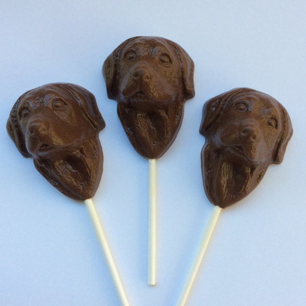 12 Chocolate dog pops chocolate lab candy chocolate dog favors chocolate dog lollipop chocolate Labrador lollipop