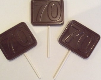 12 70th birthday Chocolate pops chocolate 70th lollipop
