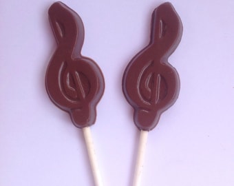 12 Chocolate Musical Treble Clef pops music favors chocolate music lollipop
