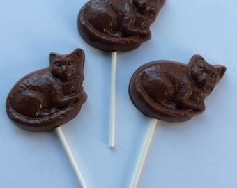 10 Chocolate Cat Pops Chocolate Cat Candy Chocolate Cat Lollipop