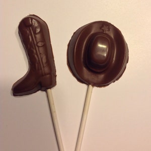 10 Cowboy boots and cowboy hats Chocolate pops chocolate cowboy favors chocolate cowboy lollipop