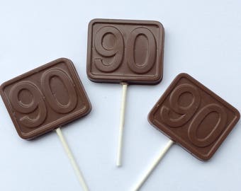 12 90th birthday Chocolate pops 90th favors chocolate 90th lollipop