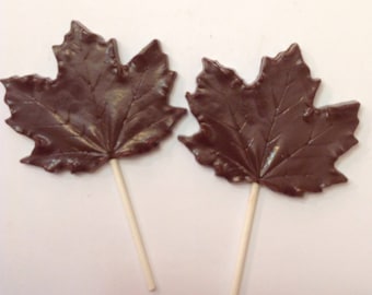 12 Maple Leaf Chocolate pops chocolate leaf lollipop chocolate maple leaf lollipop