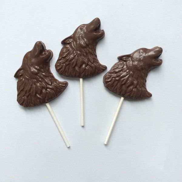 12 Chocolate Wolf pops wolf favors chocolate wolf lollipop