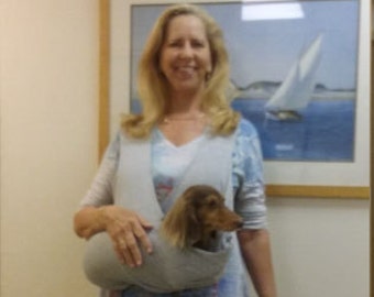 Barky's Bag For Longer Body Pets (Dachshunds) Up to 18 Lbs. One size for pet. Pick owners size. Only offered in Black French Terry.