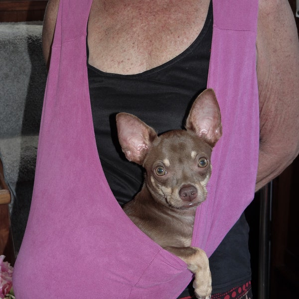 Dog sling vest for 3lbs.-15lbs. Double shoulder carrier. Chihuahua, Mini Pincher, Terrier, Yorkie, Service Dog.