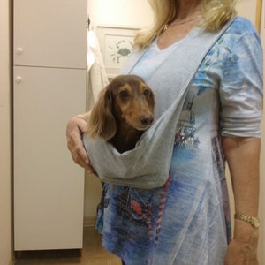 Dachshund Carrier Up to 22 Lbs. One size for pet. Only offered in Heather Grey French Terry.