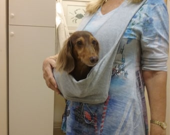 Dachshund Carrier Up to 22 Lbs. One size for pet. Only offered in Heather Grey French Terry.