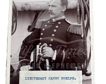 Antique Naval Officer Photograph – Commodore Harry Phelps – Signed – Annapolis Naval Academy Studio Portrait