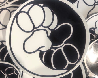 Paw Yin Yang Symbol Glossy Water Resistant Sticker