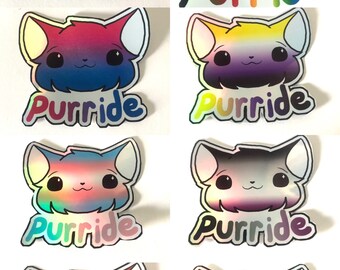 LGBTQ+ Purride (Pride) Kitty Cat Holographic Sticker