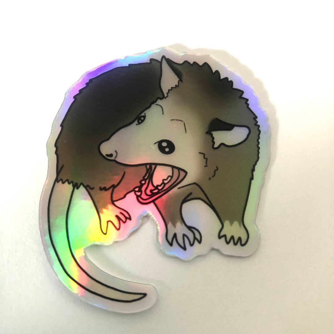 Screaming Opossum Holographic Sticker - Etsy