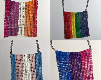 LGBT Pride Flag Mesh Metal Necklace