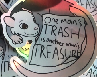 Holographic Opossum Sticker