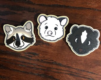 Trash Cat Wooden Pins - Jumbo Raccoon, Opossum, and Skunk Pins!