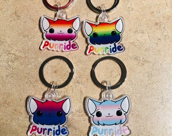 LGBTQ+ Purride (Pride) Kitty Cat Keychain
